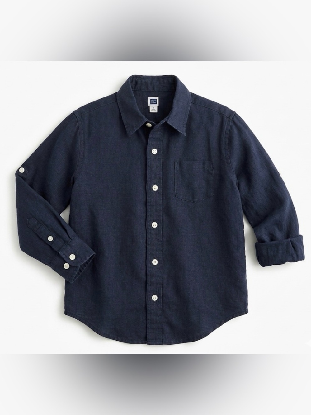 Janie & Jack | Navy Blue Linen LS Shirt | 4